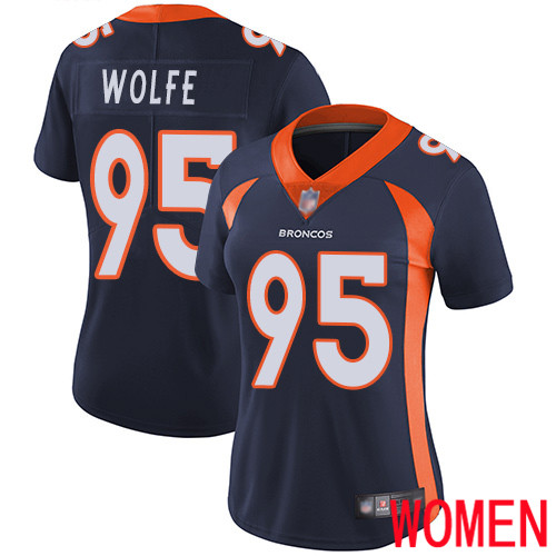 Women Denver Broncos #95 Derek Wolfe Navy Blue Alternate Vapor Untouchable Limited Player Football NFL Jersey->women nfl jersey->Women Jersey